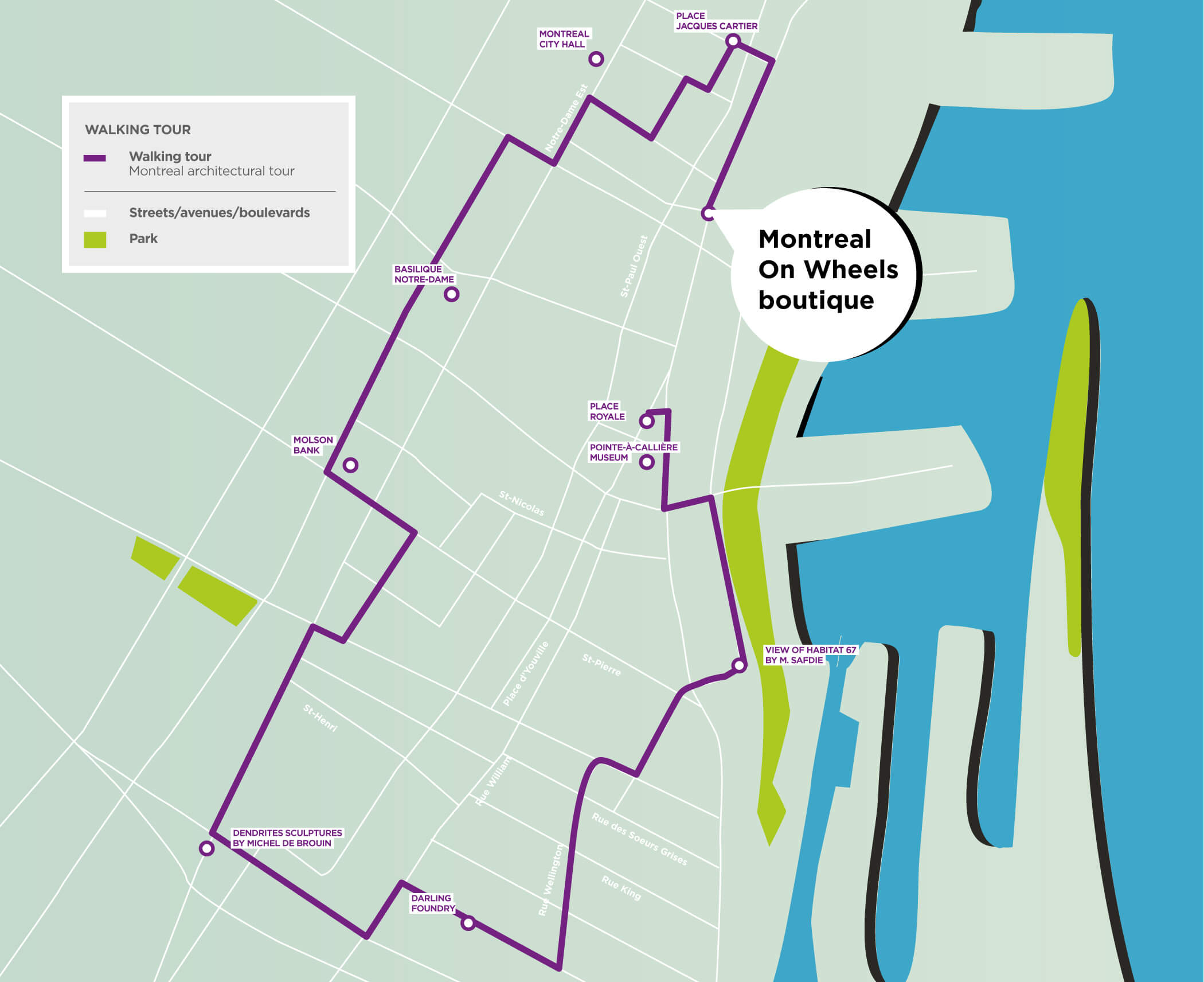 walking tour of montreal map